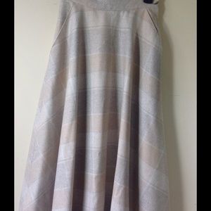Vintage Tan Wool Skirt Cecchi Cream Plaid Flare